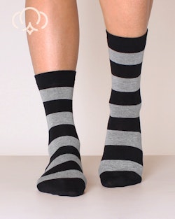 Quality Cotton, Stripes Svart-Grå, 3-Par