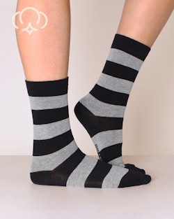Quality Cotton, Stripes Svart-Grå, 3-Par