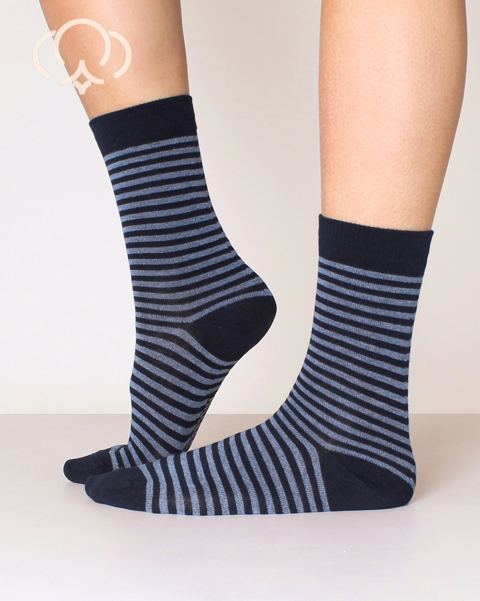 Quality Cotton, Small-Stripes Blå, 3-Par