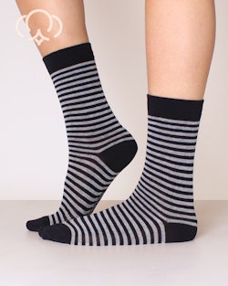 Quality Cotton, Small-Stripe Svart-Grå, 3-Par