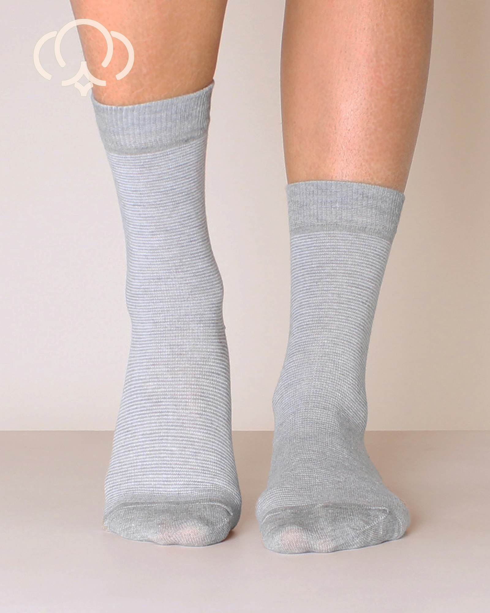 Quality Cotton, Thin-Stripe Grå-Vit, 3-Par