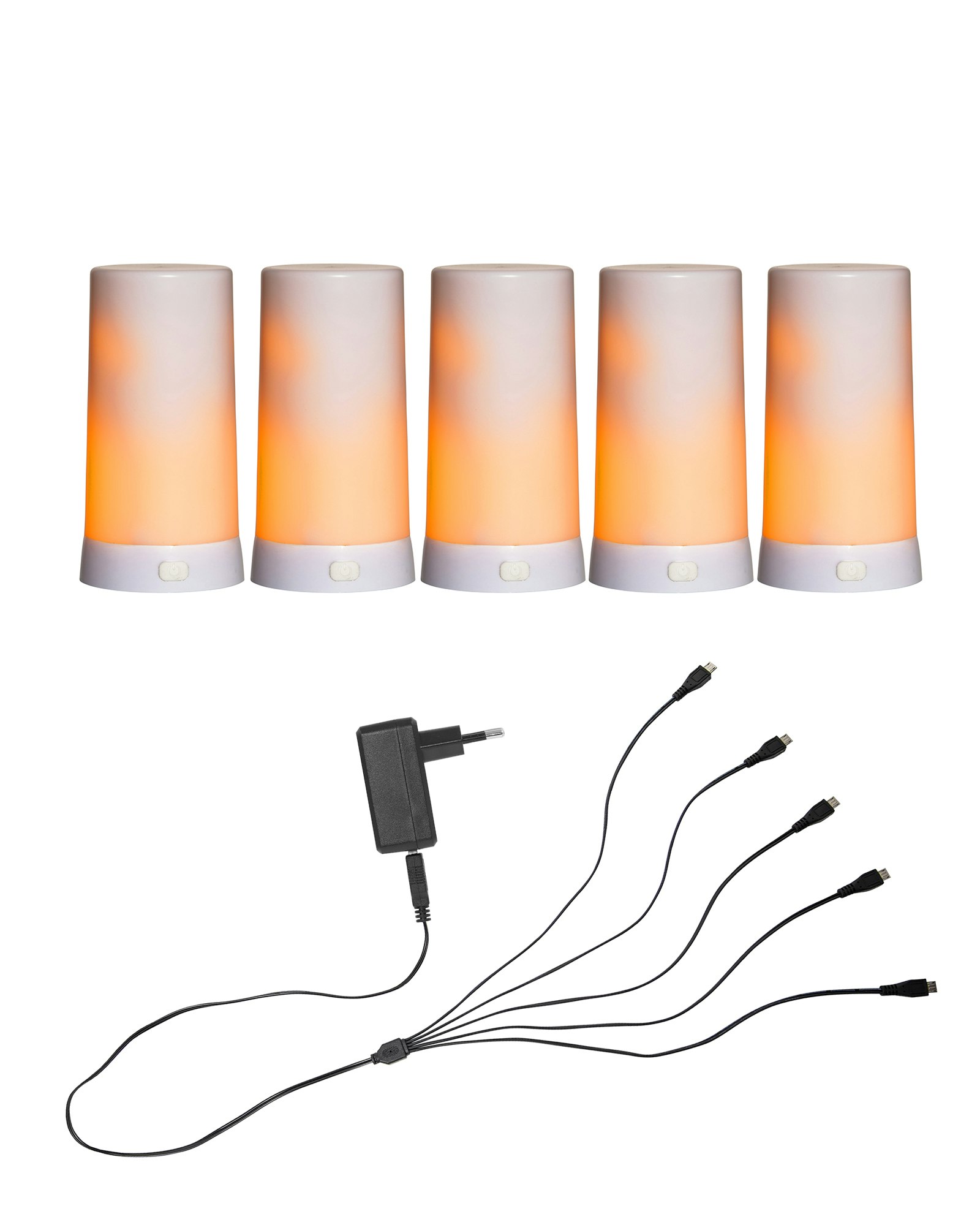 Start-Kit LED-Dinner Candles inklusive laddare Set av 5