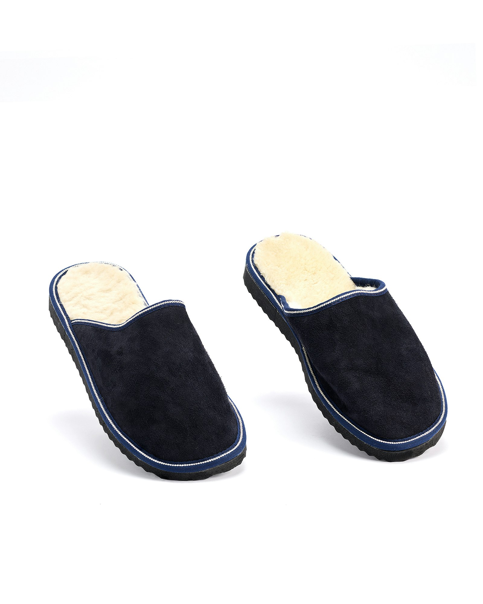 SÄLEN Fårskinn Slippers, Marinblå