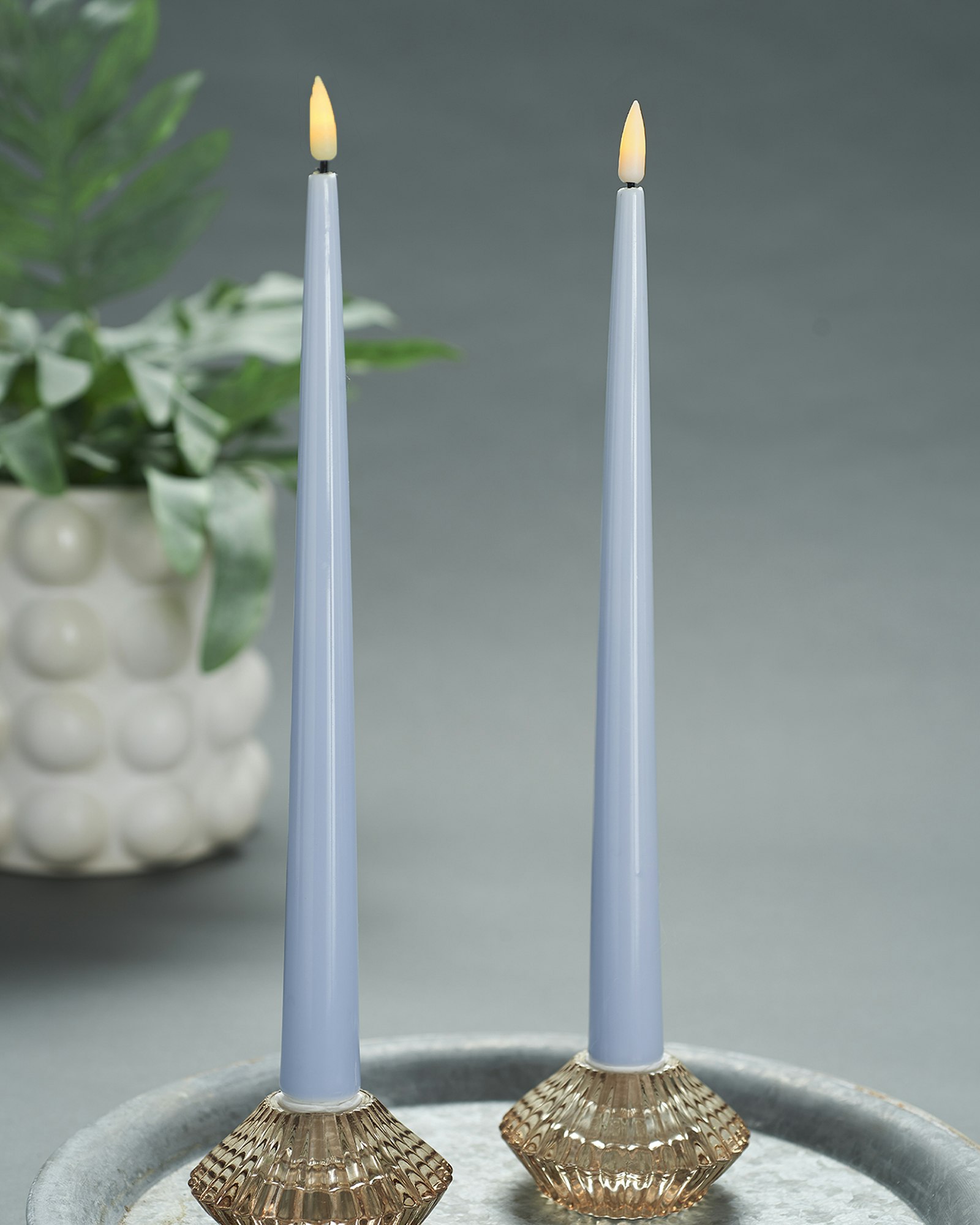 Deluxe LED-Shiny Dinner Candles – Real Flame H38, Set av 2