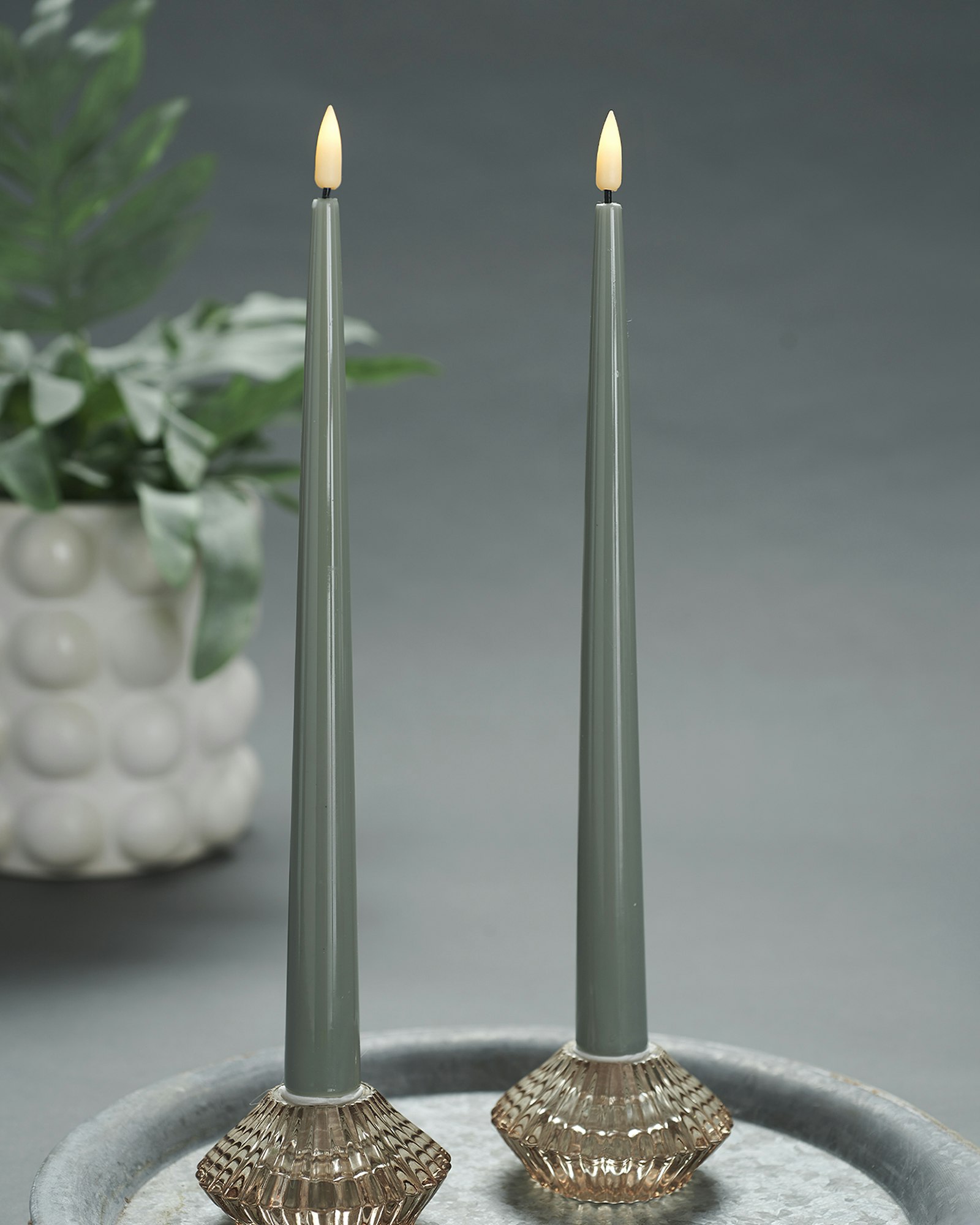 Deluxe LED-Shiny Dinner Candles – Real Flame H38, Set av 2
