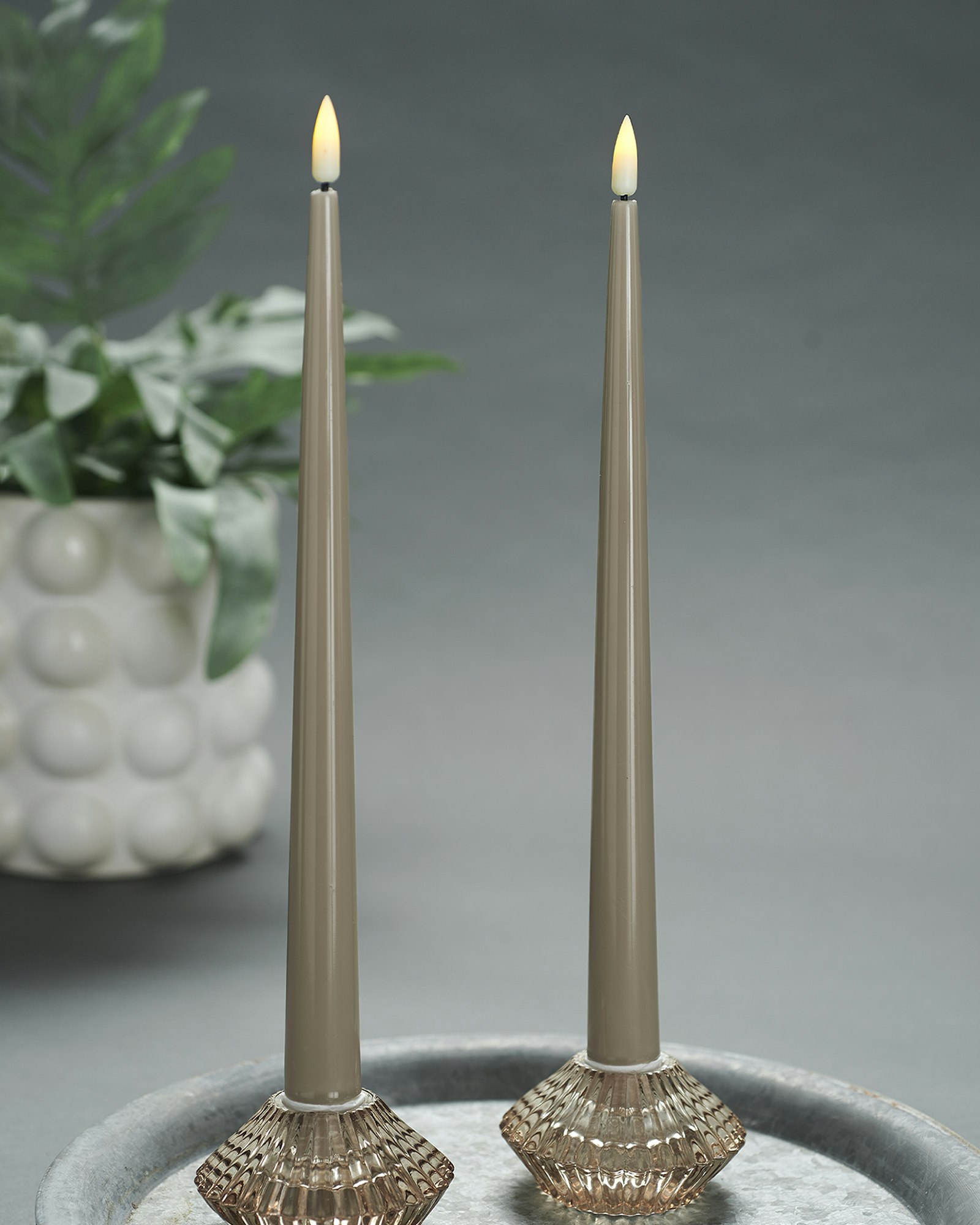 Deluxe LED-Shiny Dinner Candles – Real Flame H38, Set av 2