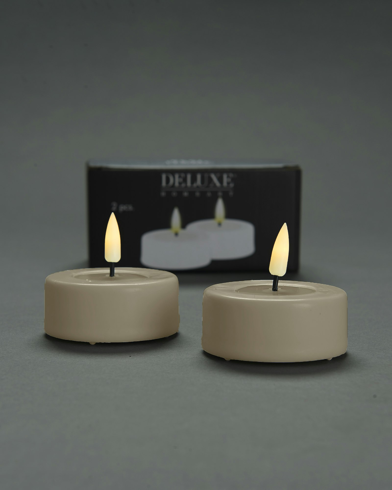 LED-Tealight SAND Ø 6,1 Jumbo, Set av 2