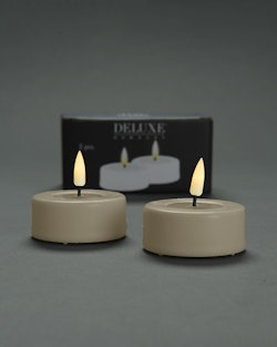 LED-Tealight SAND Ø 6,1 Jumbo, Set av 2