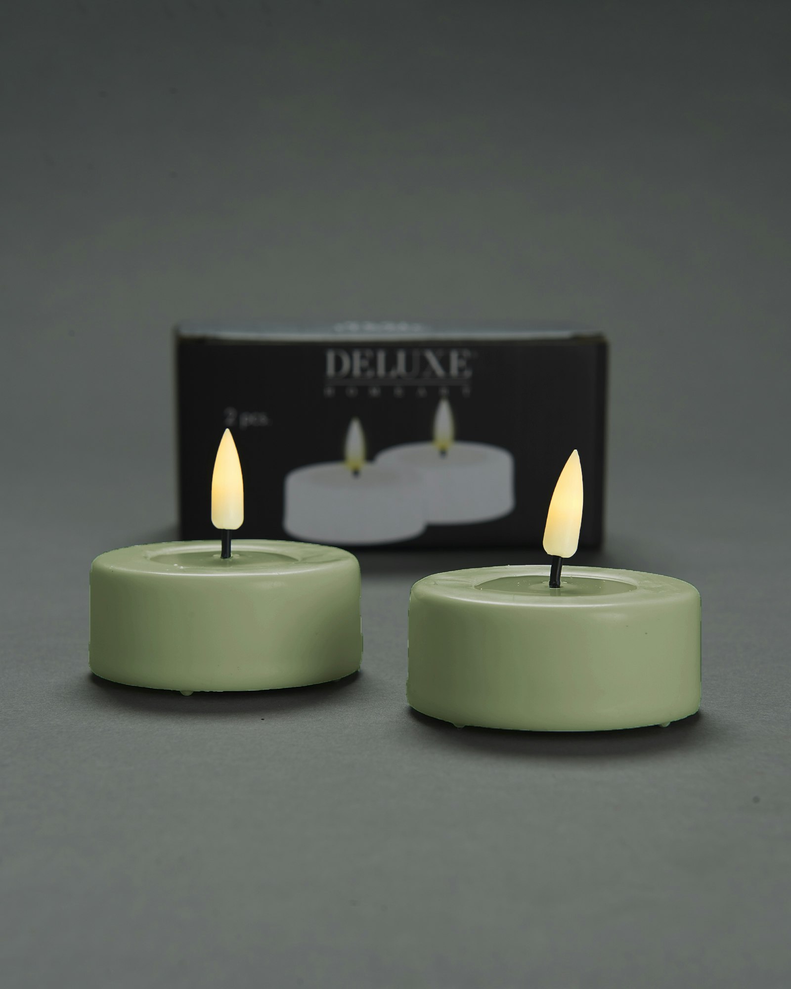 LED-Tealight GRÖNA Ø 6,1 Jumbo, Set av 2