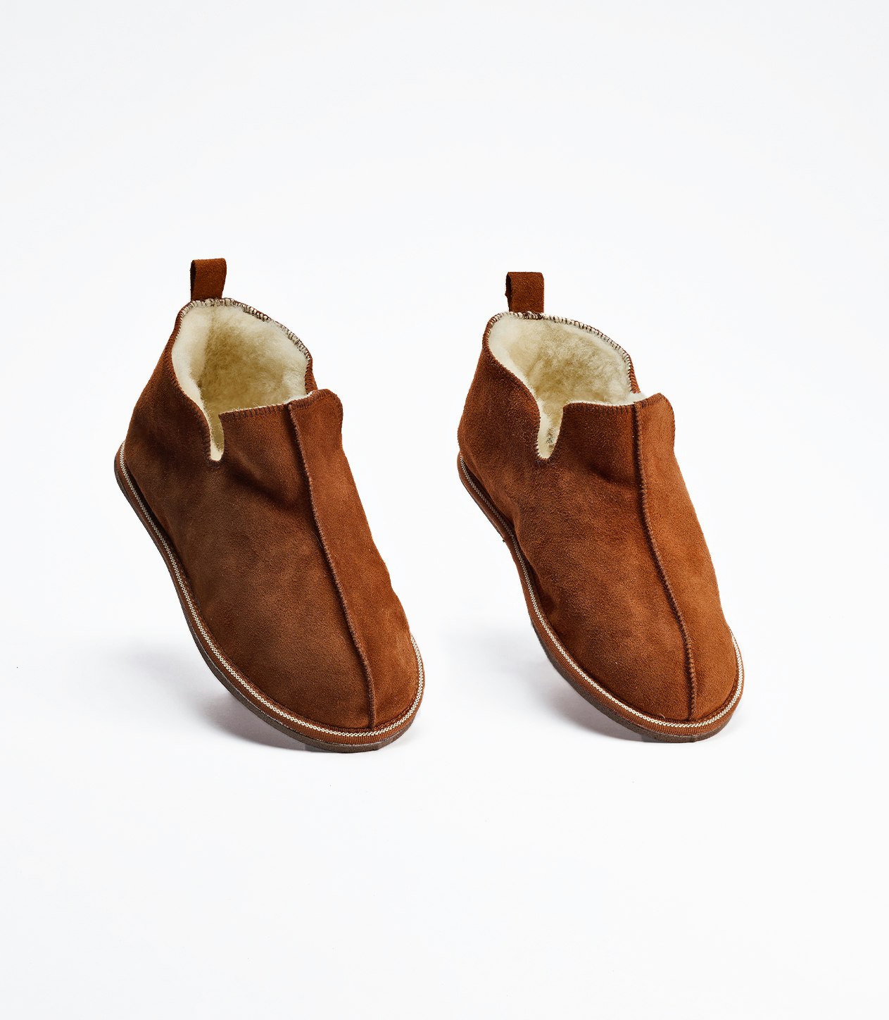 NORRNÄS Fårskinnstofllor Ankelhög, Cognac