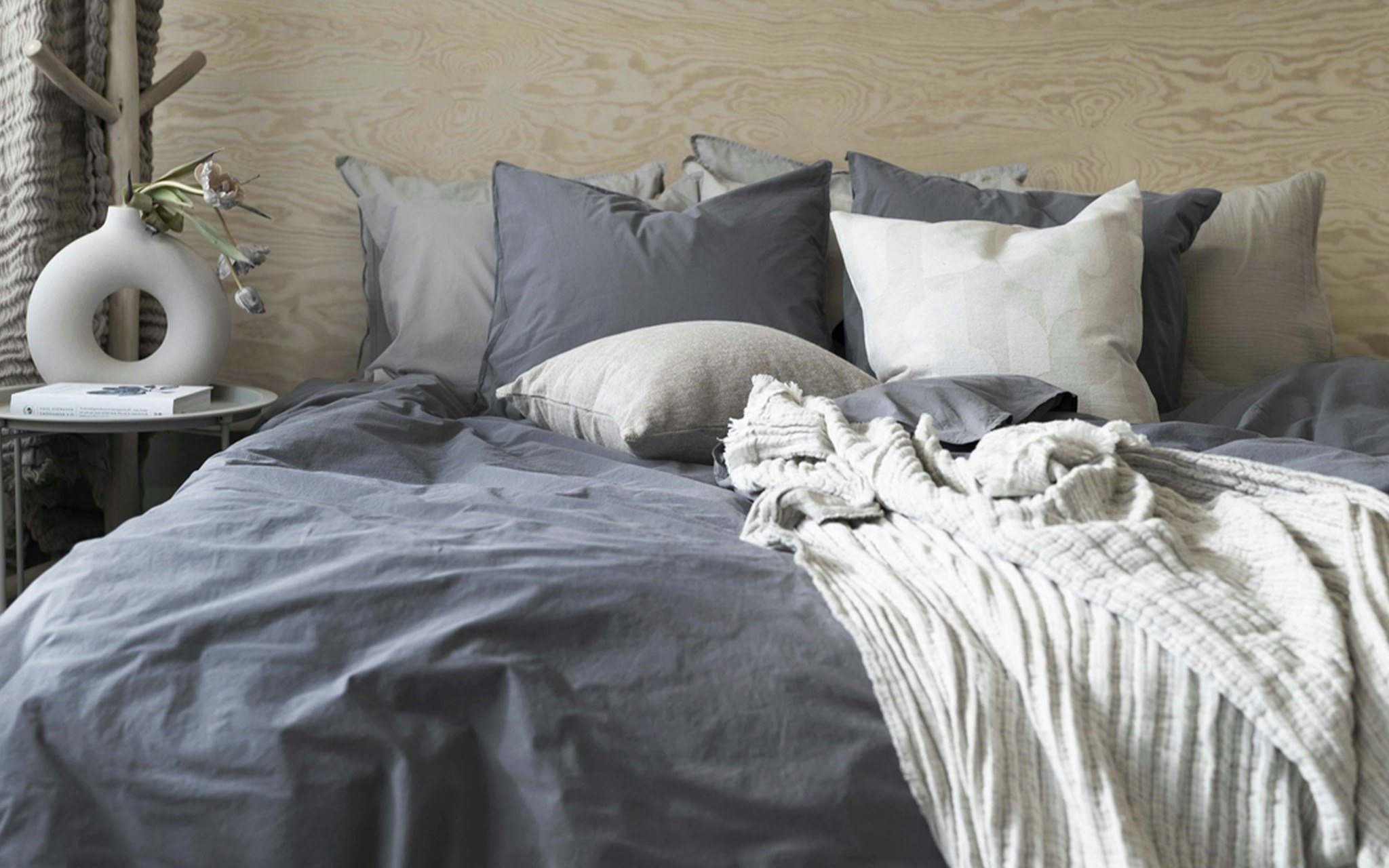 Påslakanset Waveless Percale - Dimmblå