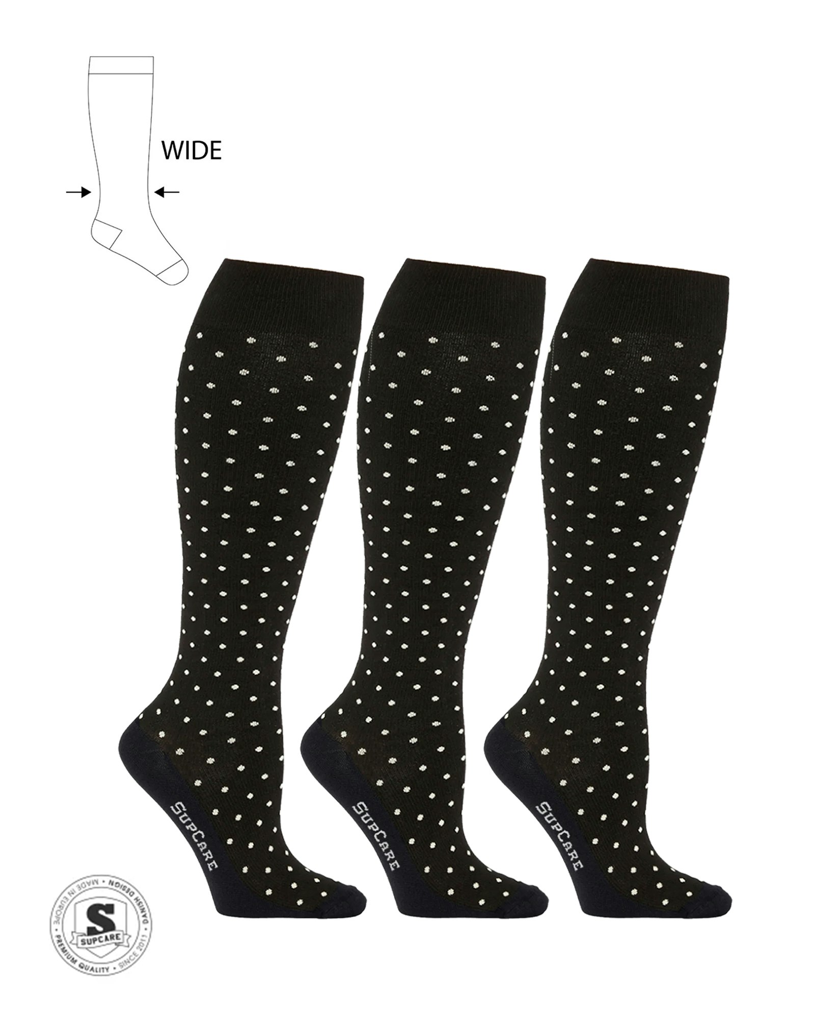 Tinydot Stödstrumpor Breda Vader, Bambu 15-21 mmHg Svart 3-Pack
