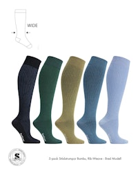 Ribb Stödstrumpor Breda Vader, 15-21 mmHg Blues 5-Pack