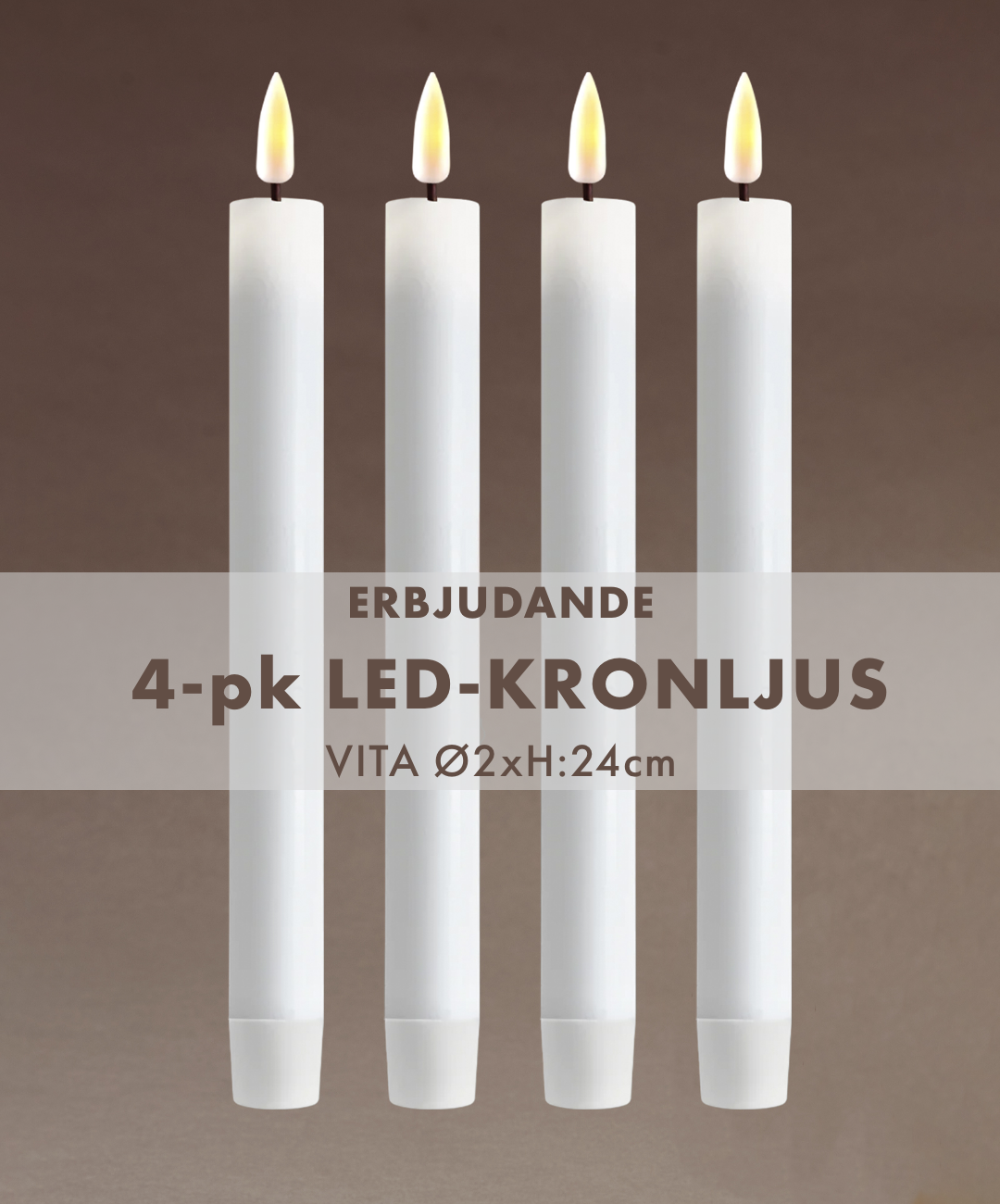 Inomhus LED-Kronljus VITA 24cm - Real Flame, set av 2,4 el. 6st