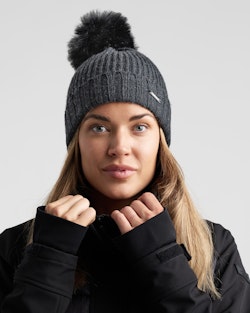 Pom Pom Beanie, Dark Grey Melange