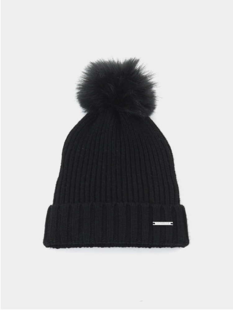 Pom-Pom Beanie, Black