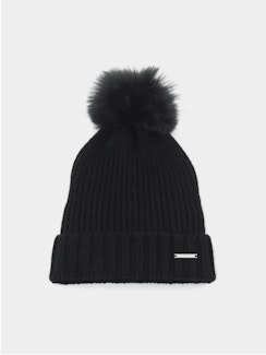 Pom-Pom Beanie, Black