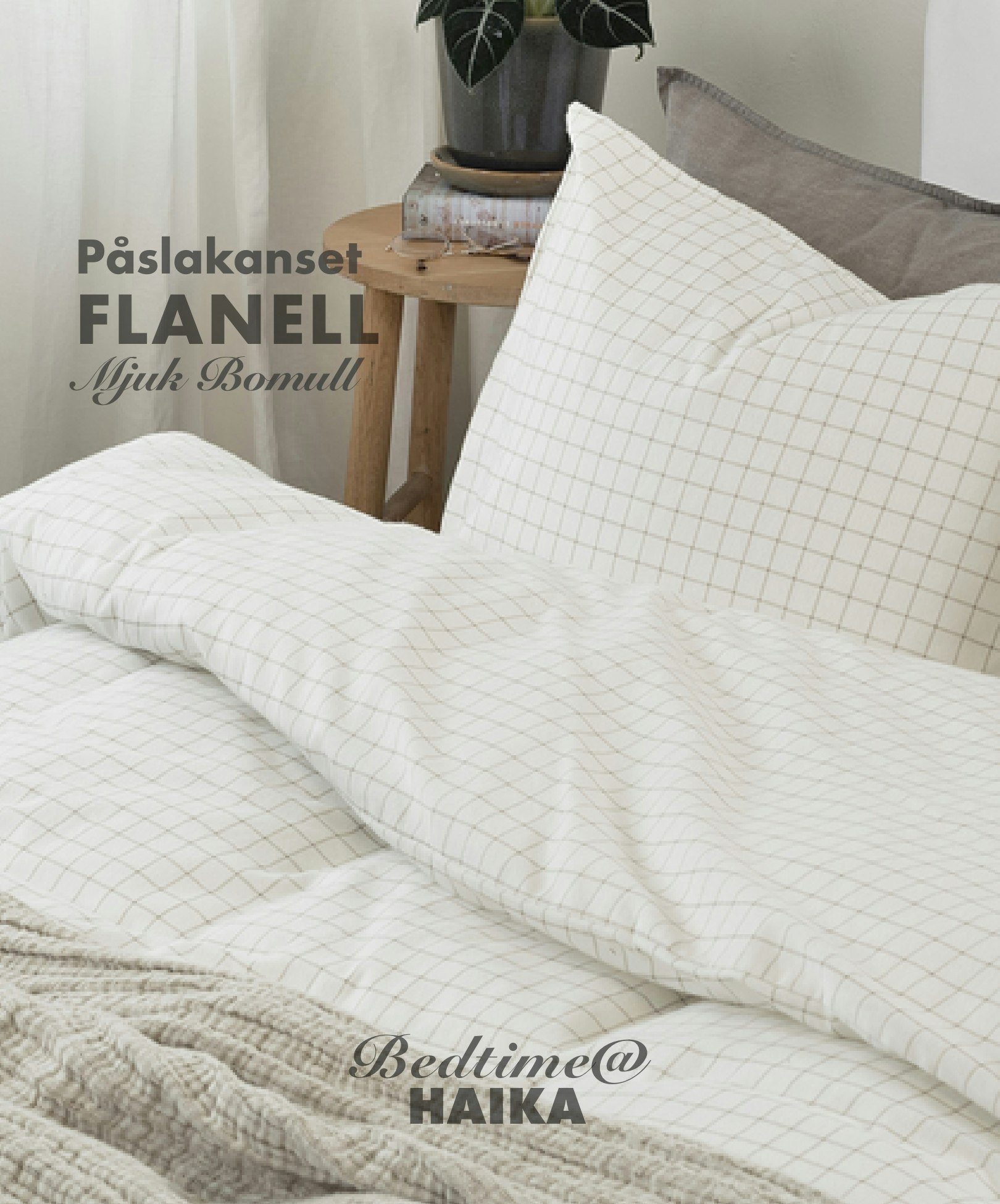 Flanell Påslakanset Birger i Off-White