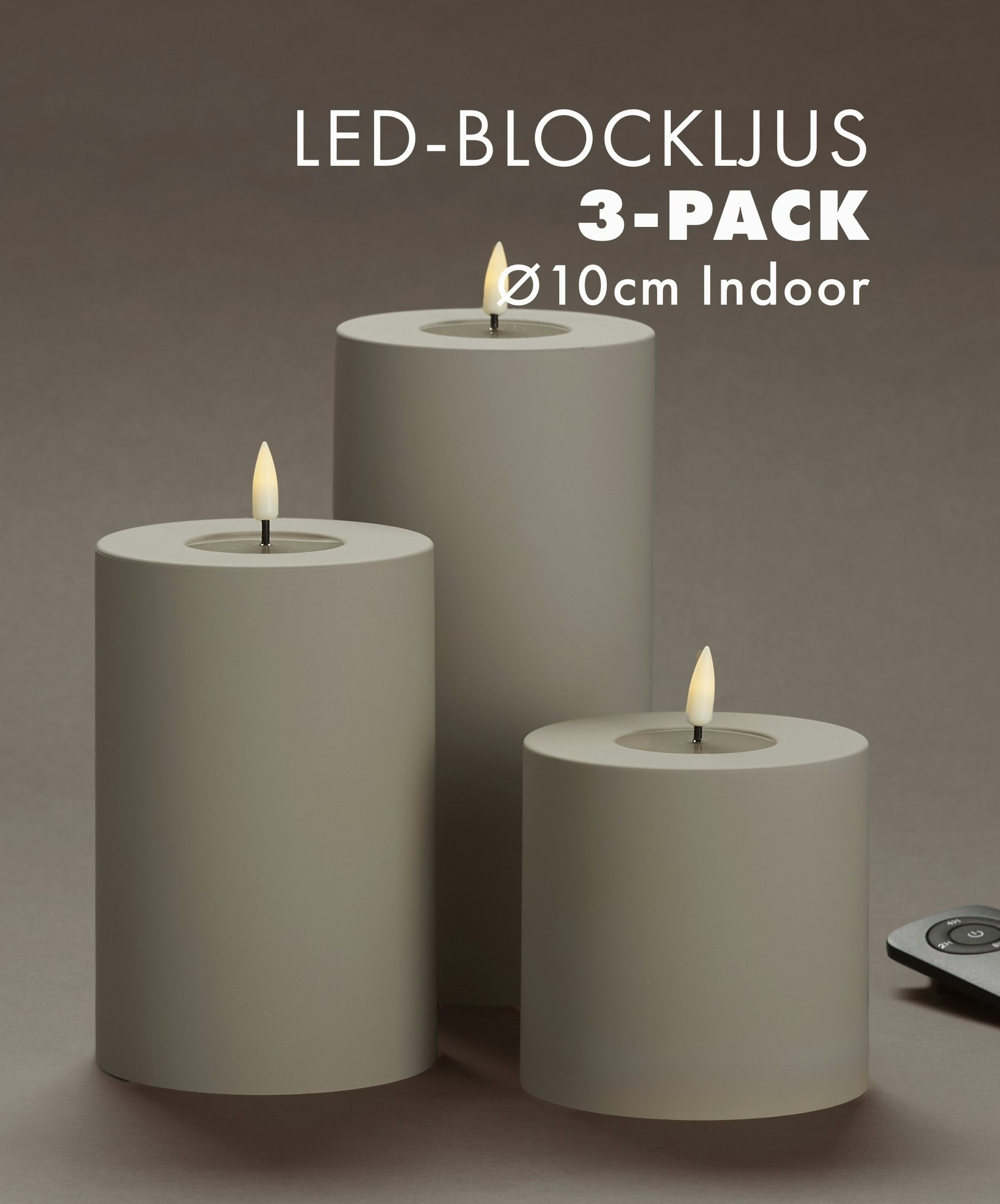 Inomhus Deluxe LED-Blockljus Paket Ø10 Set av 3