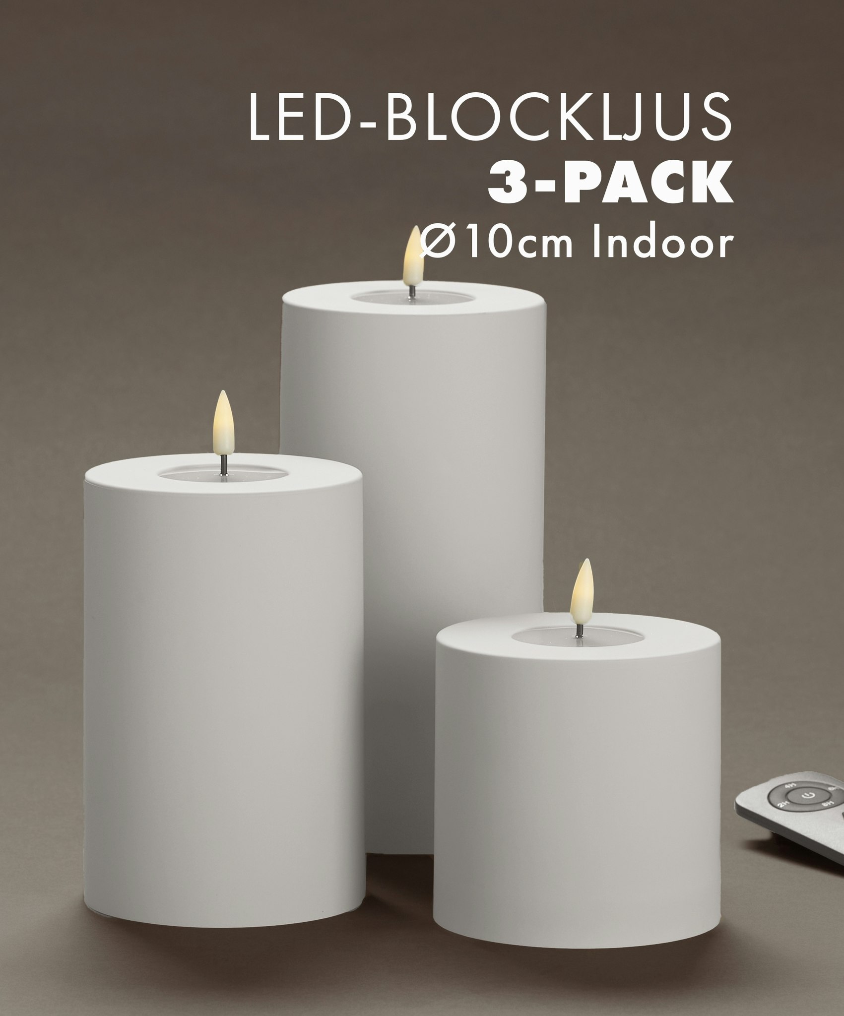 Inomhus Deluxe LED-Blockljus Paket Ø10 Set av 3