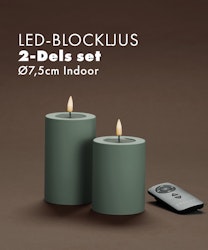 2-Dels set LED-Blockljus Ø7,5cm Inomhus, Inkl Remote Kontroll - Flera Färger