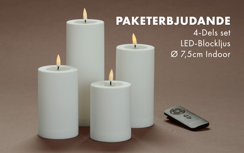 Inomhus Deluxe LED-Blockljus Paket Ø7,5 VITA Set av 4