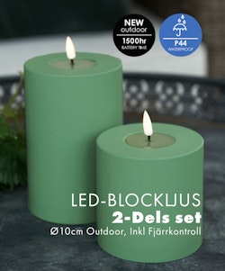 LED-Blockljus Ø10cm Outdoor inkl Remote i Set av 2pk