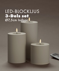 Indoor LED-Blockljus Ø7,5cm - Set av 3