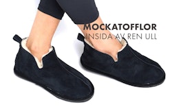 NORRNÄS Fårskinnstofllor Ankelhög, Svart