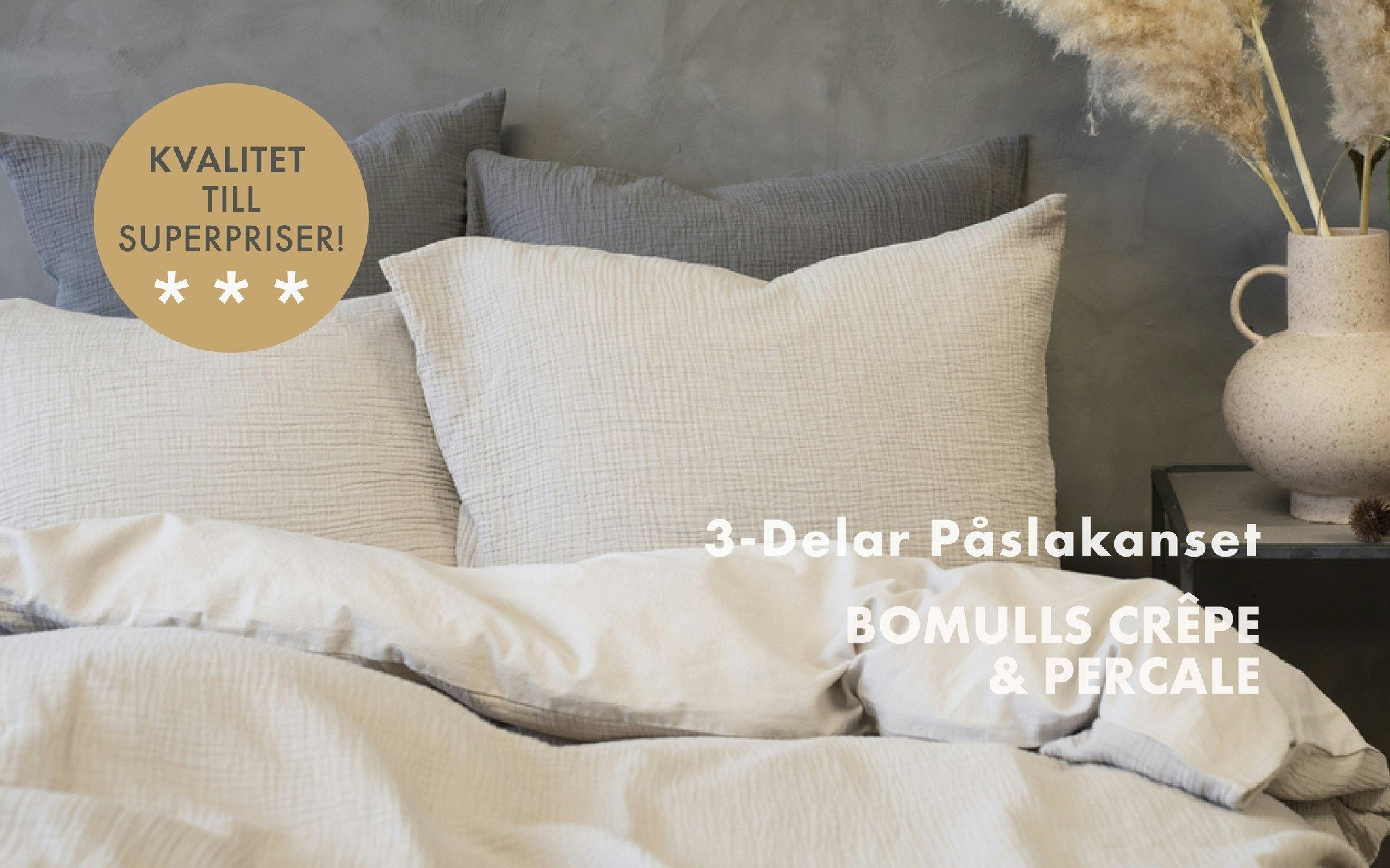 Påslakanset i Mjuk Bomullsmuslin, Sand