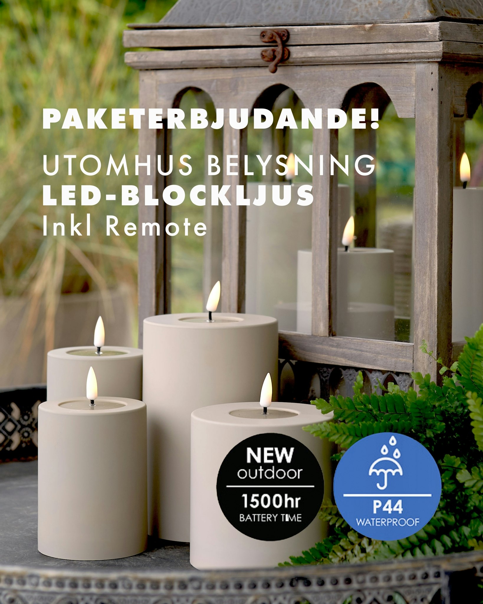 Utomhus LED-Ljuspaket - Sand inklusive Fjärrkontroll Set av 7