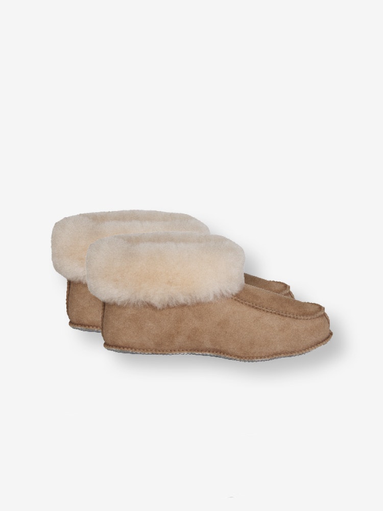 NARVIK Mjuka Ankelhöga Fårskinnstofflor, Beige