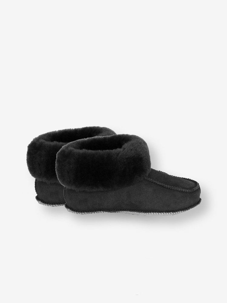 NARVIK Mjuka Ankelhöga Fårskinnstofflor, Black