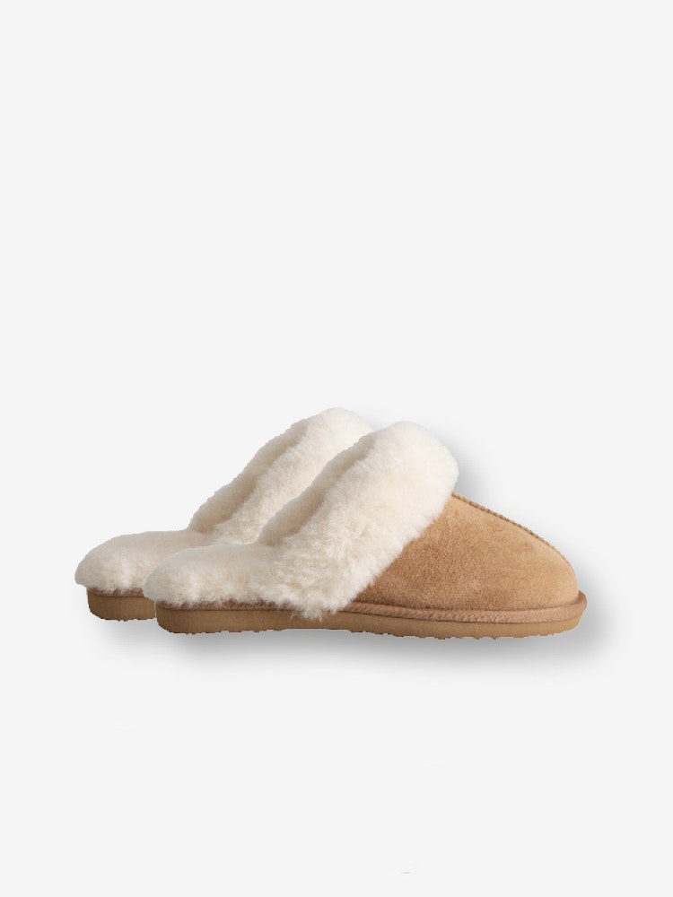 SANDEFJORD Fårskinnstofflor, Beige