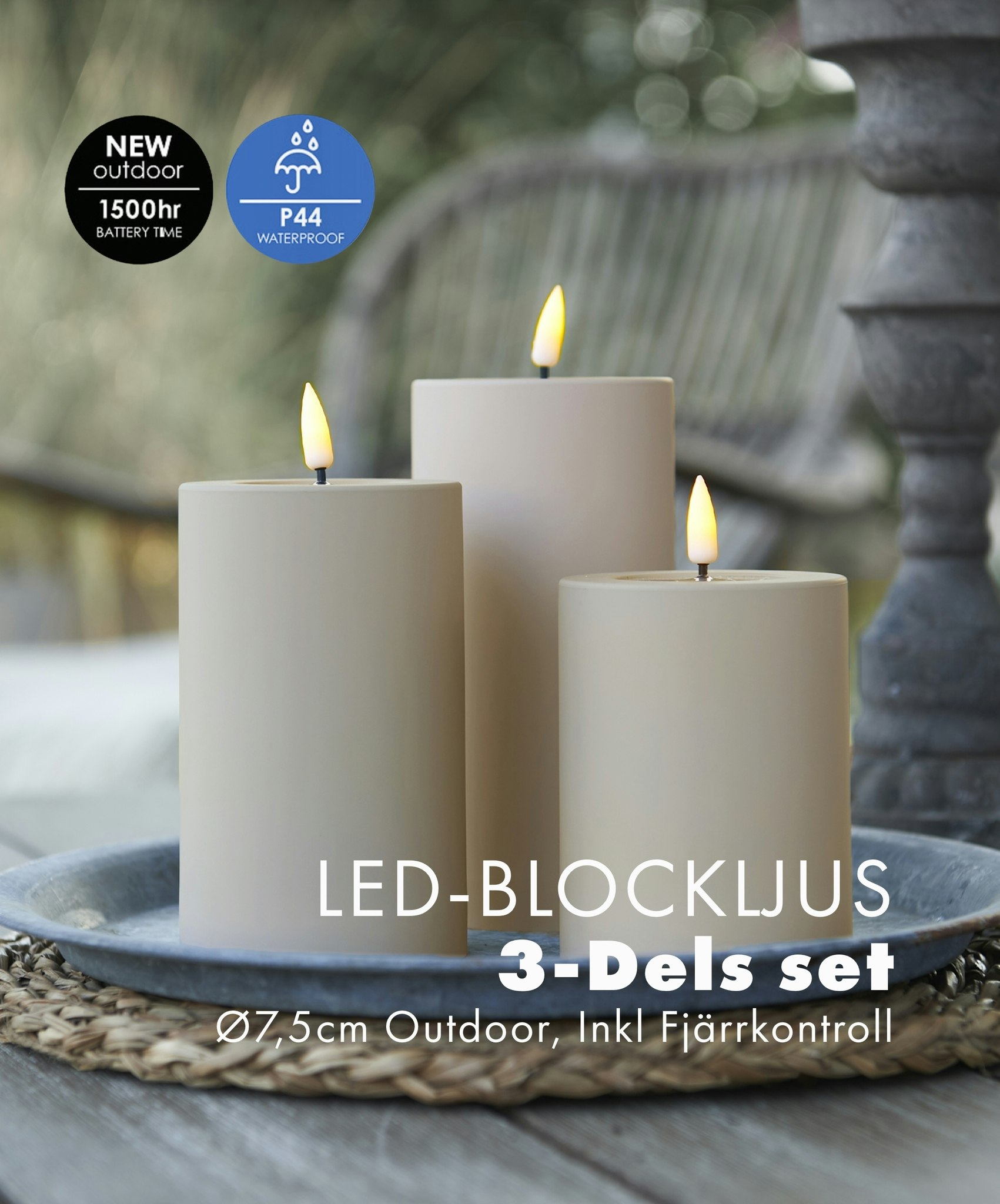 Utomhus LED-Ljuspaket Ø 7,5 Sand