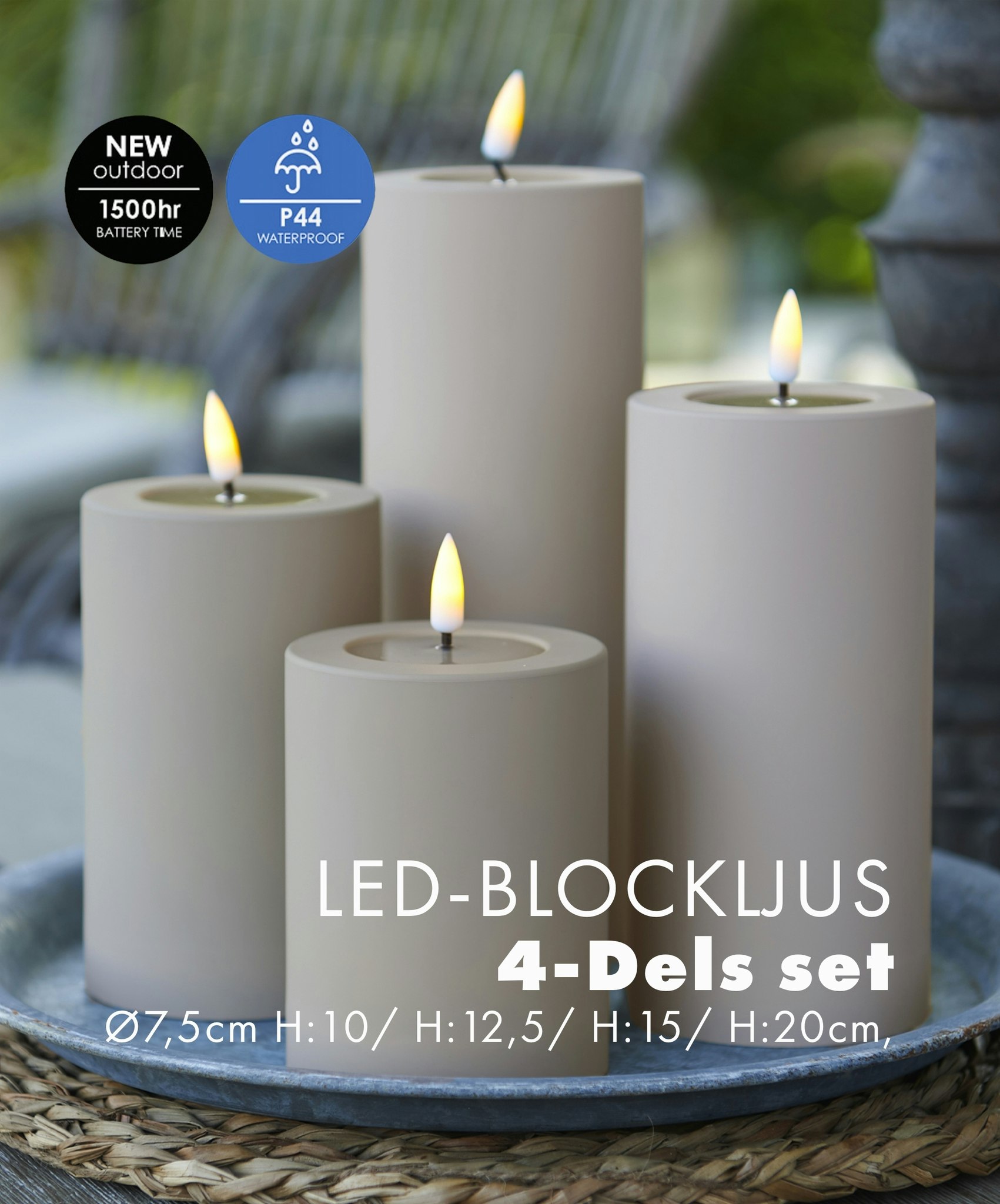 Utomhus LED-Ljuspaket Ø 7,5 Sand