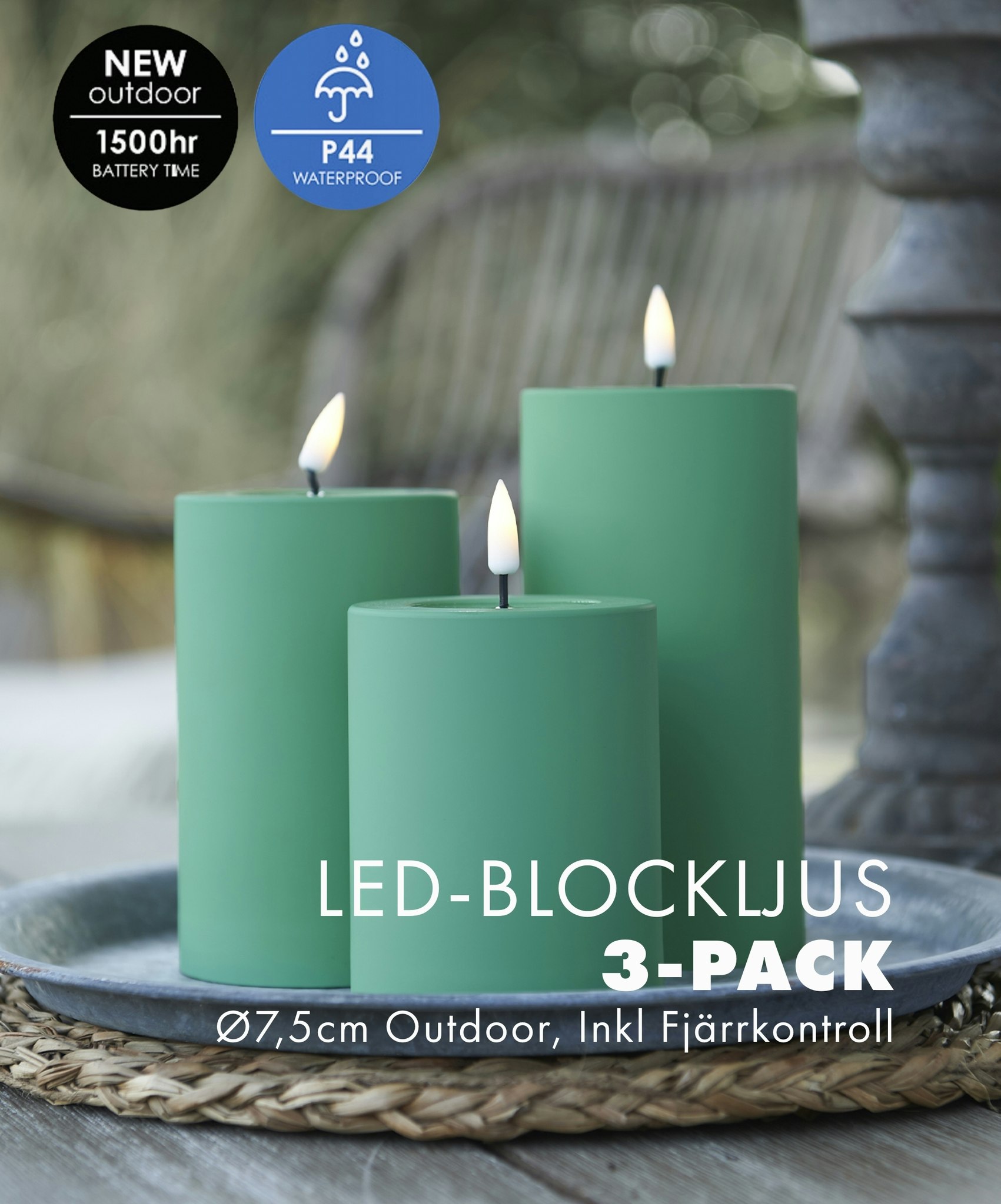 Utomhus LED-Ljuspaket Ø 7,5 Grön