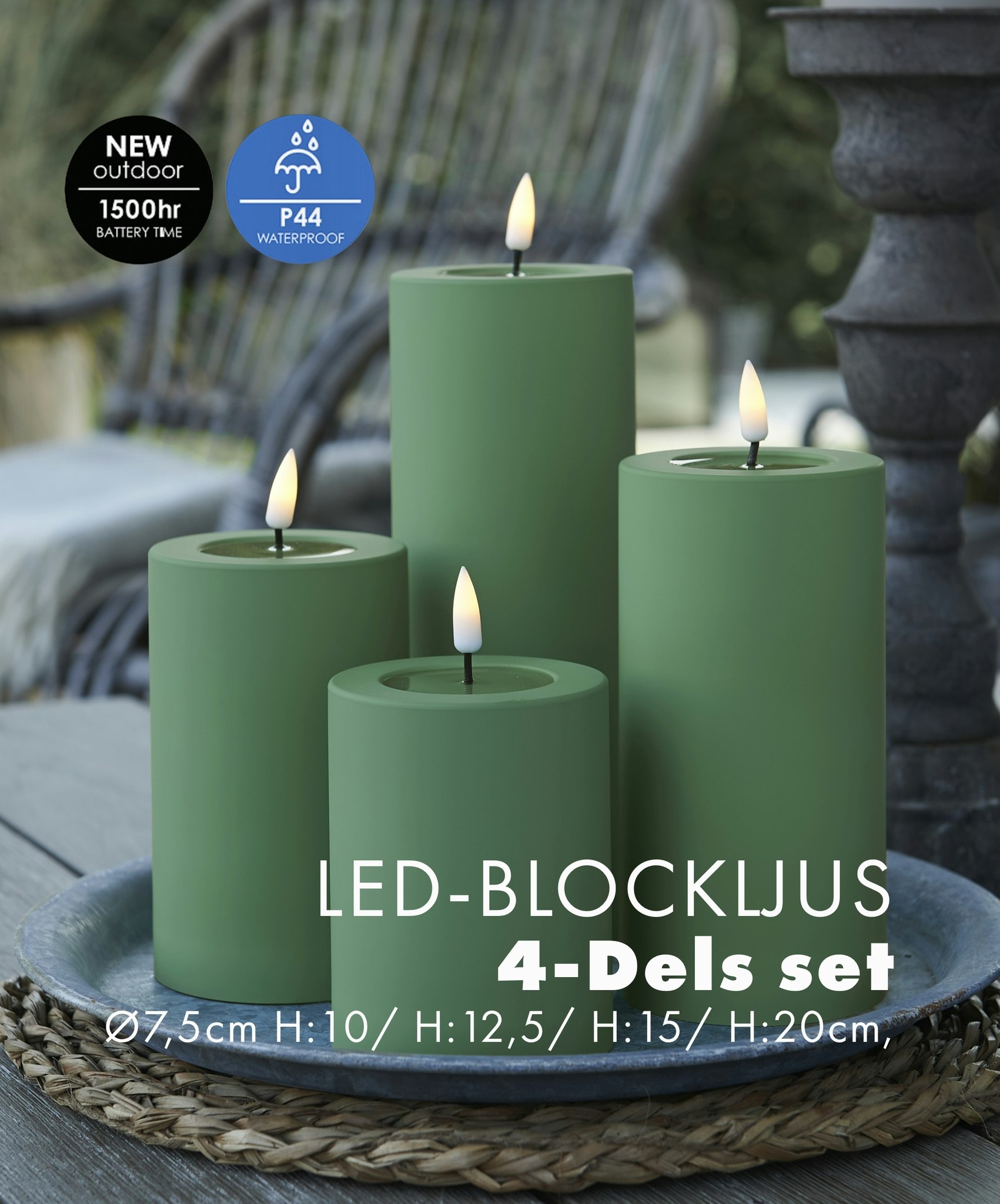 Utomhus LED-Ljuspaket Ø 7,5 Grön