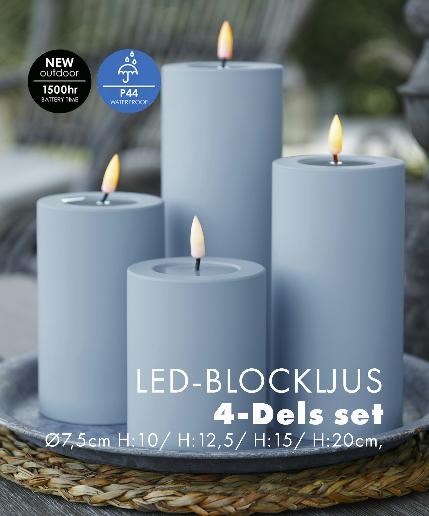 Utomhus LED-Ljuspaket Ø 7,5 Isblå