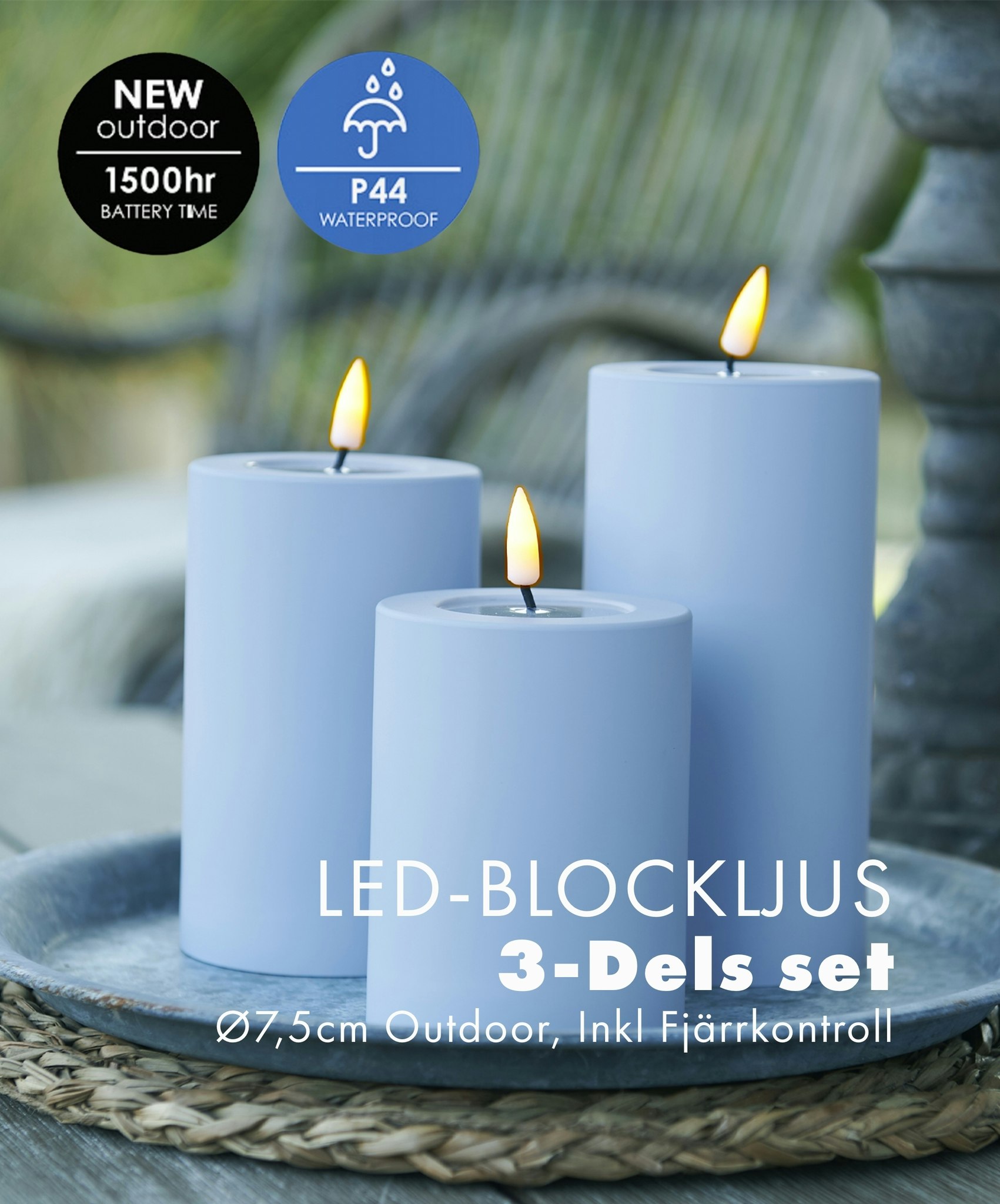 Utomhus LED-Ljuspaket Ø 7,5 Isblå