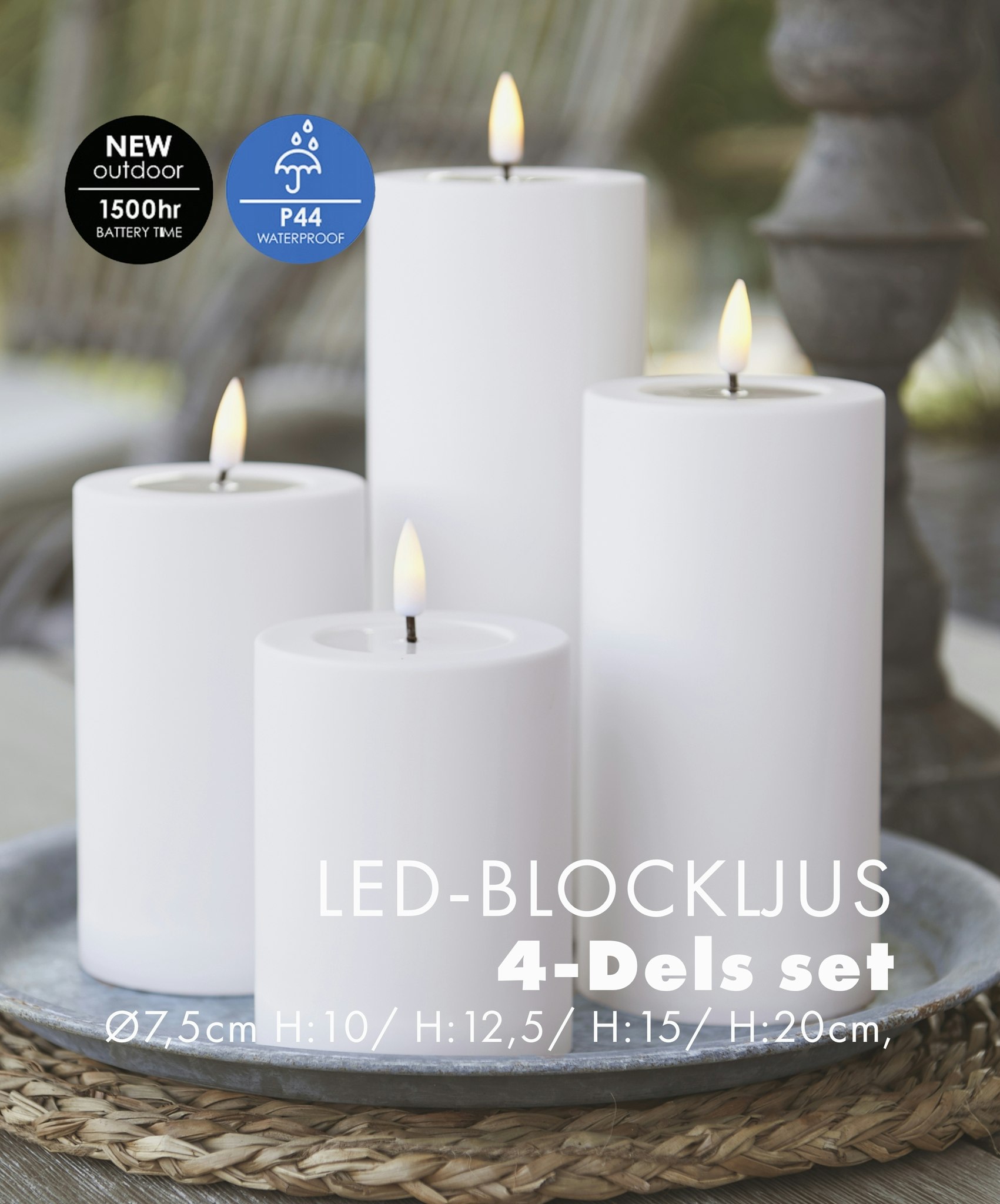Utomhus LED-Ljuspaket Ø 7,5 Vita
