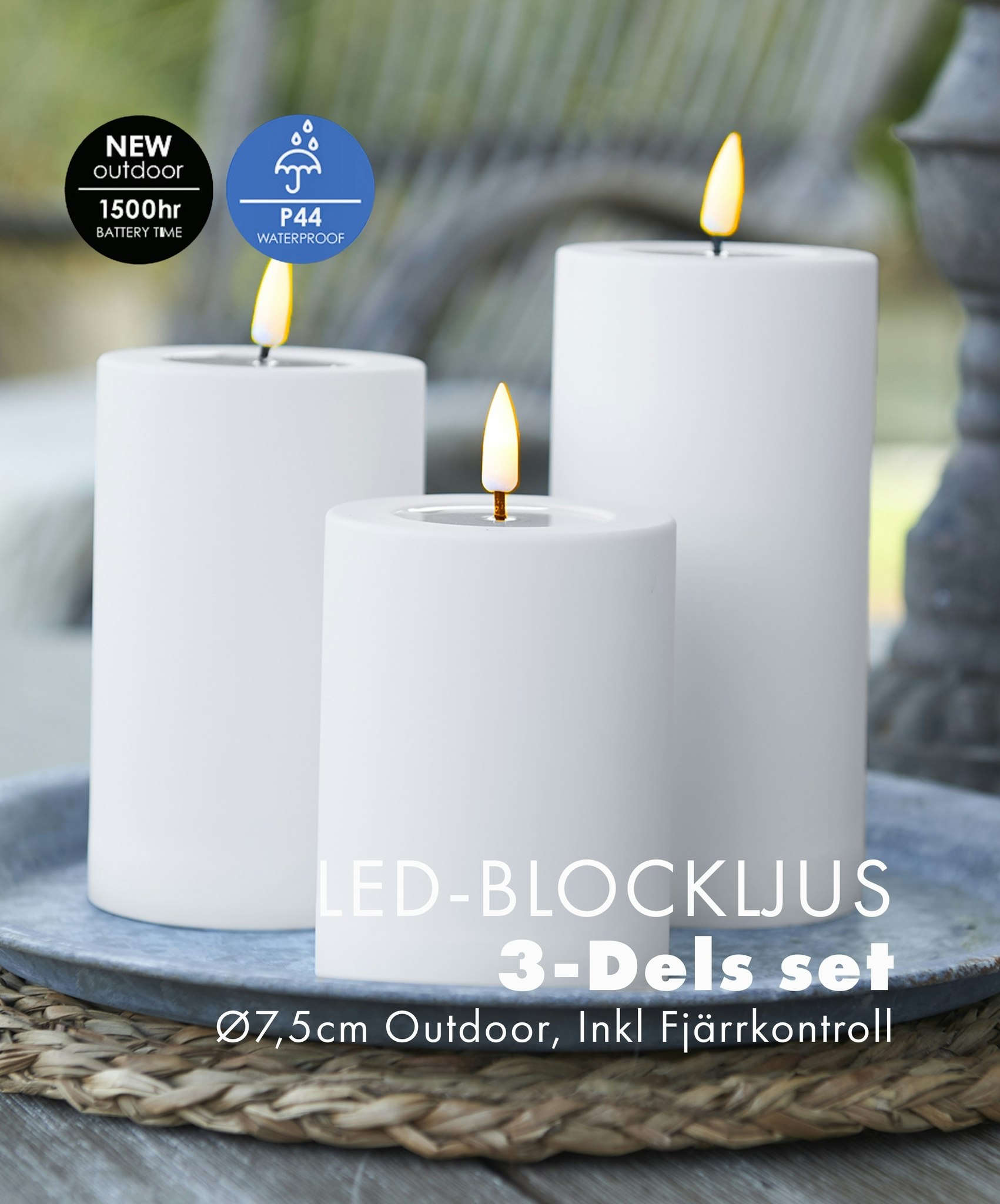 Utomhus LED-Ljuspaket Ø 7,5 Vita