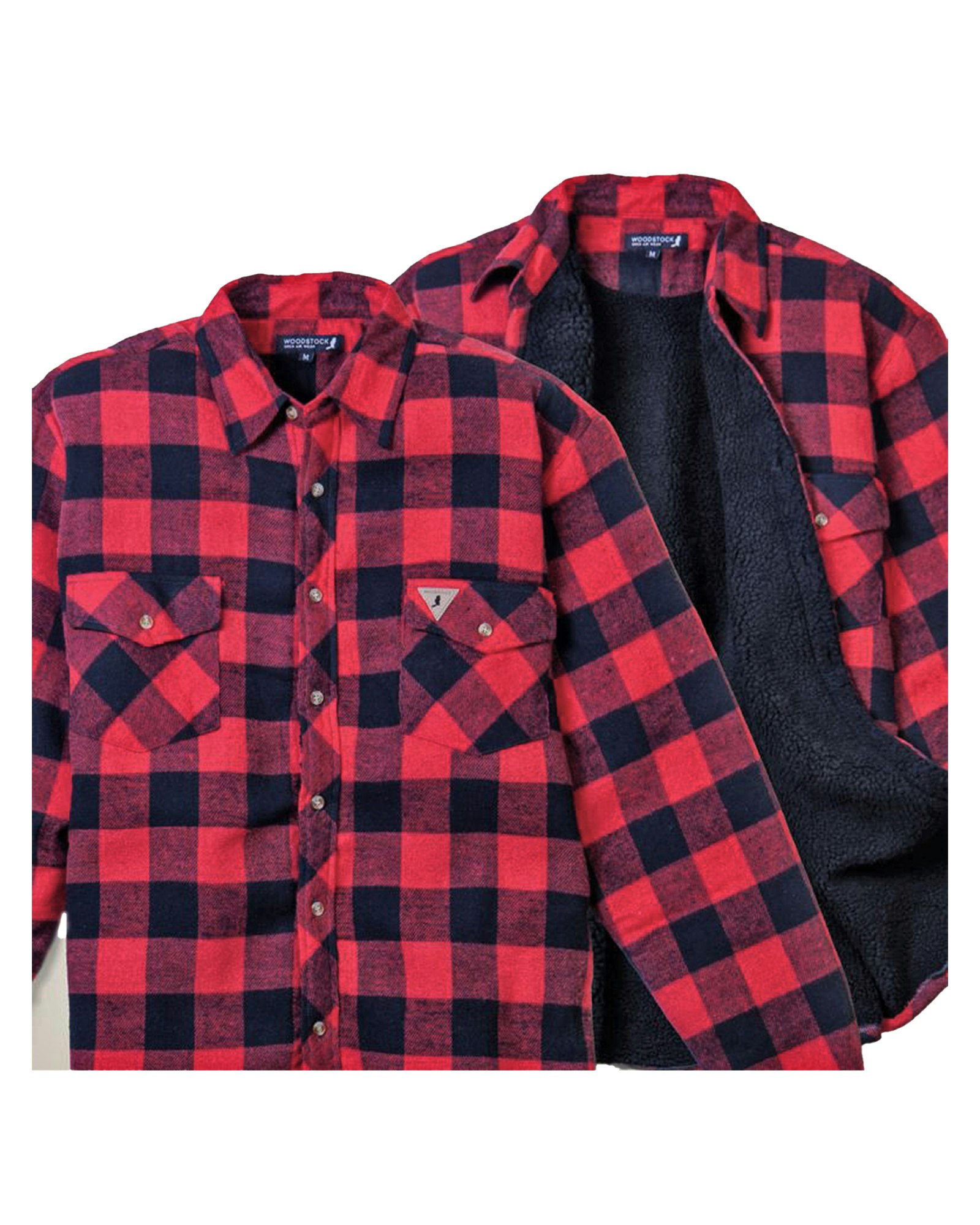 Fodrad Overshirt Denver i Röd/Svart Rutig Flanell – Herr