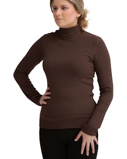 Polo Top ribb-tricot Viscose Dam, Brown