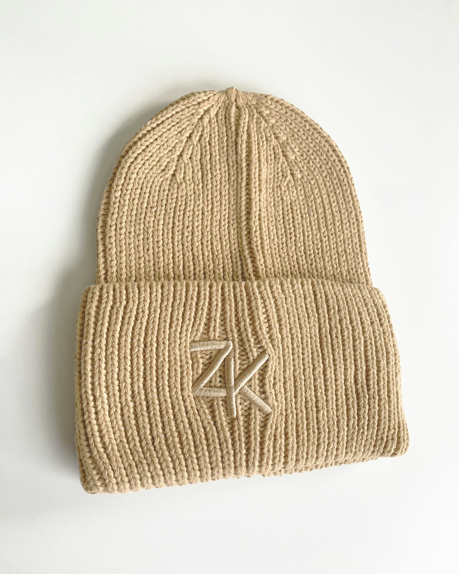 Oversized Rib Beanie Dam, Beige