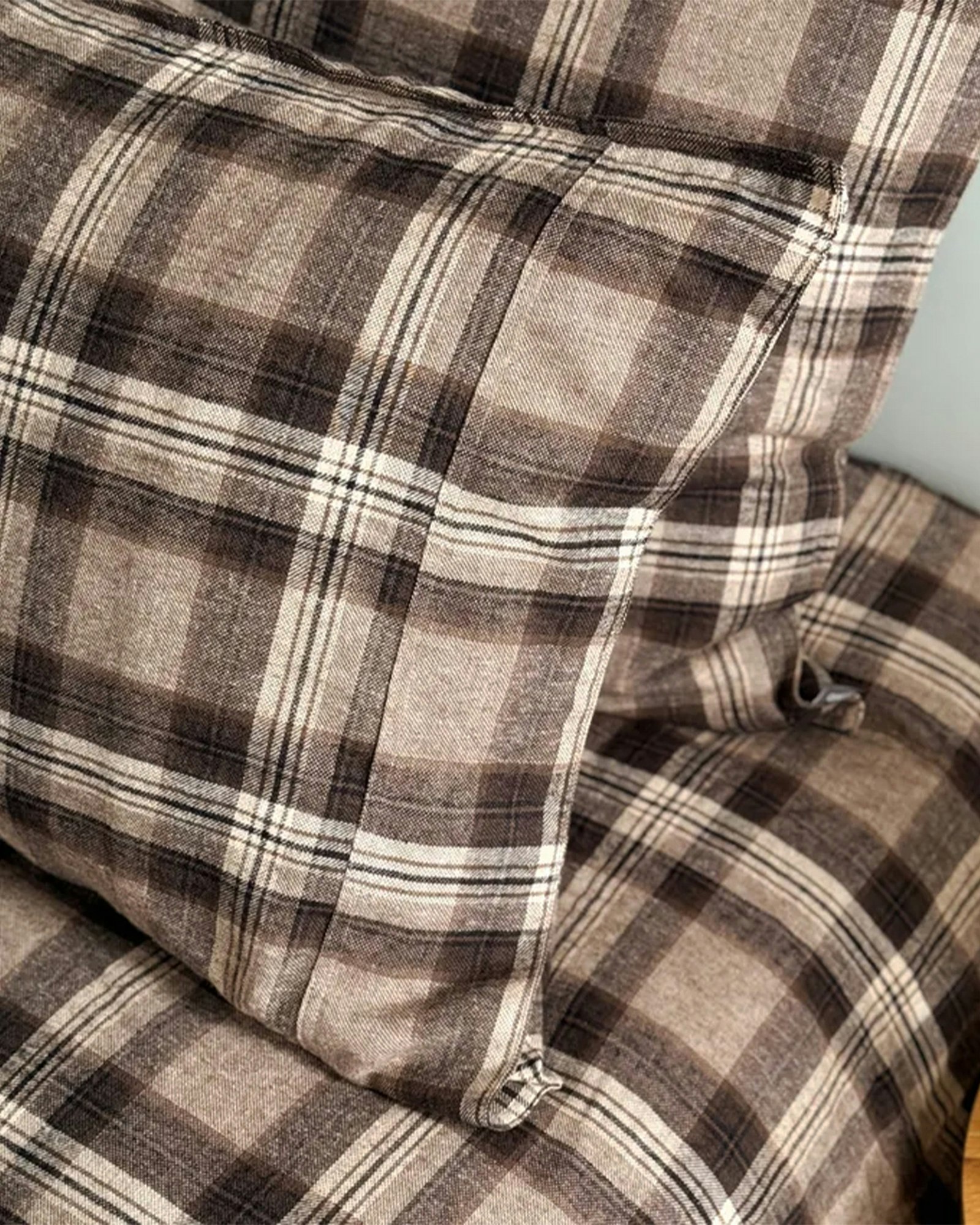 Flanell Påslakanset Fjällnäs i Eco-Bomull - Brunrutigt