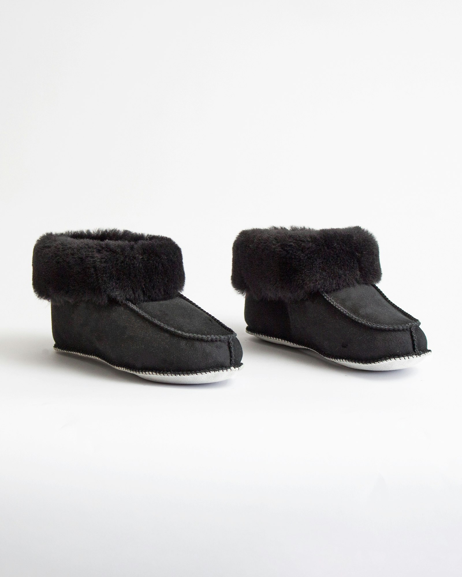 NARVIK Mjuka Ankelhöga Fårskinnstofflor, Black