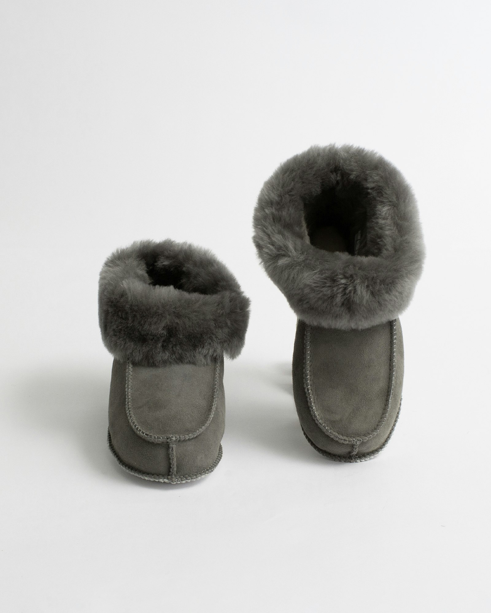 NARVIK Mjuka Ankelhöga Fårskinnstofflor, Grey