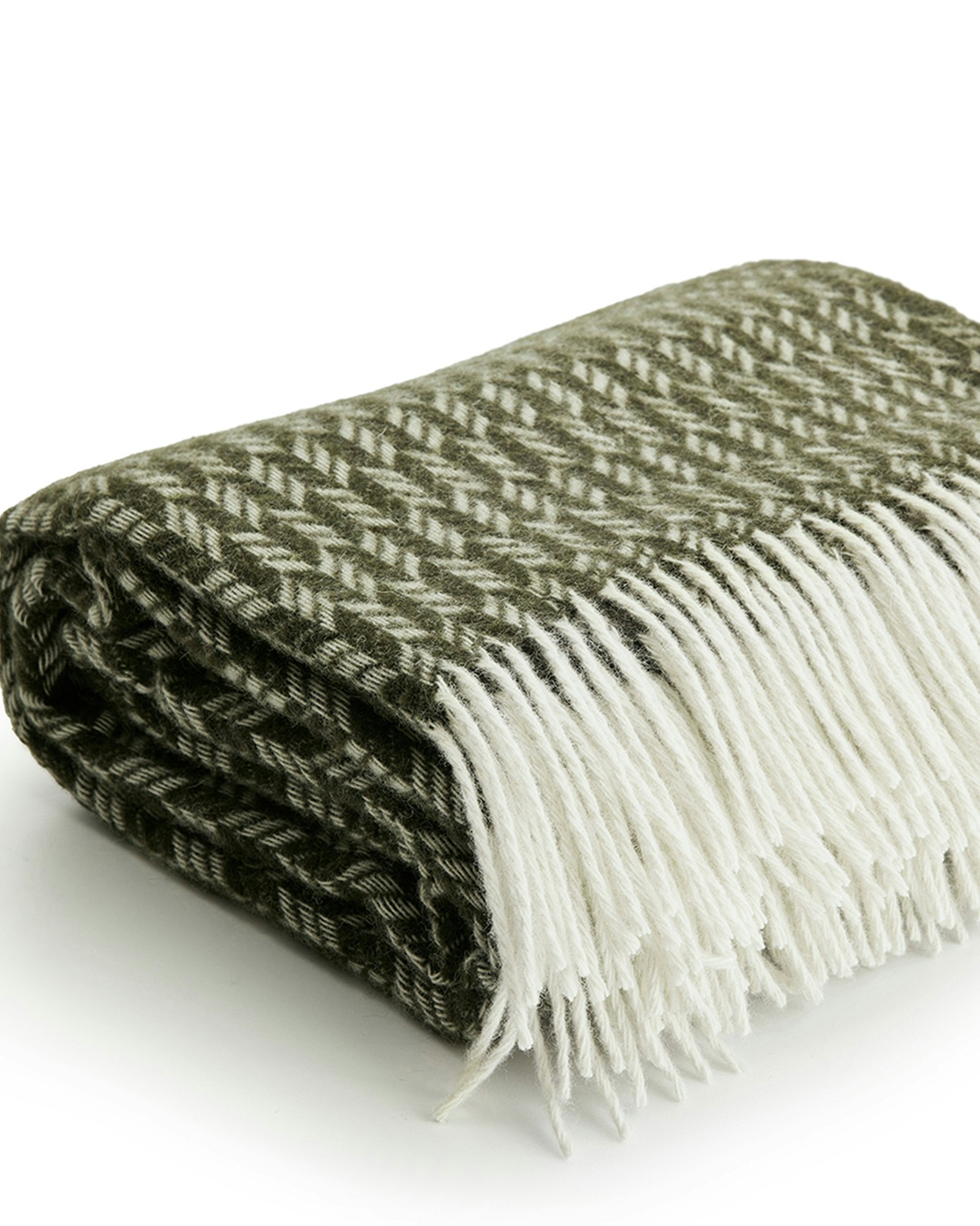 Mönstrad Ullpläd Grön 170x130cm