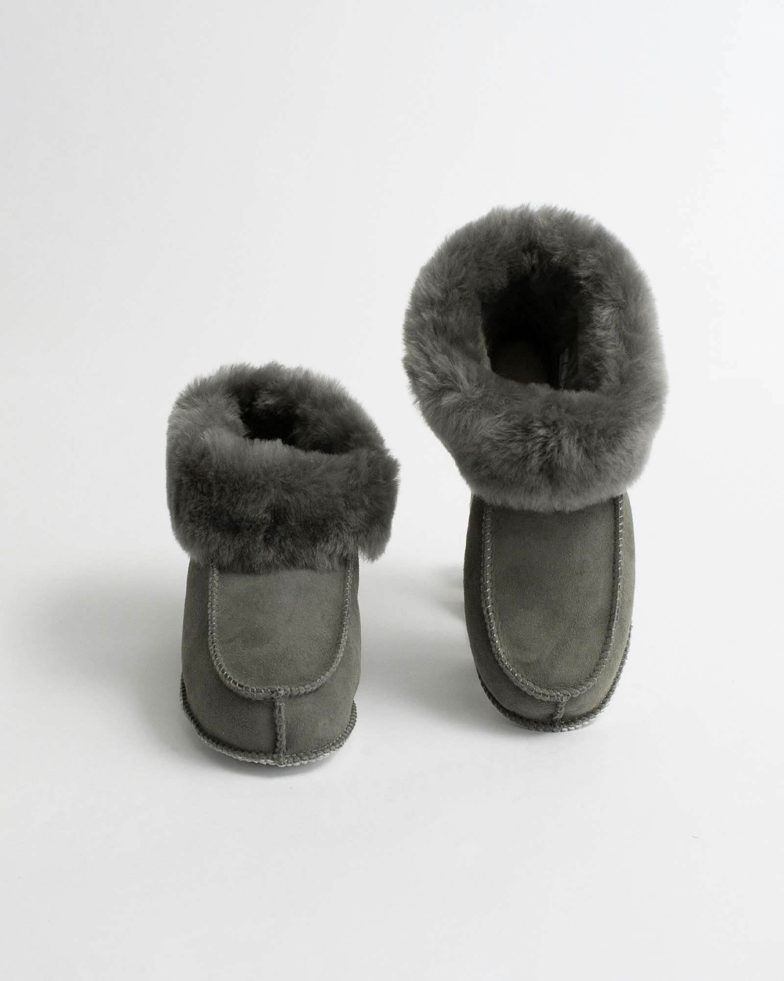 KID'Z NARVIK Mjuka Ankelhöga Fårskinnstofflor, Grey